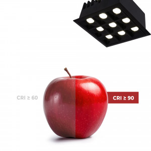 LED Deckeneinbauspot Downlight 18W - neun Spots - UGR18 - CRI90 - OSRAM LED - Schwarz - Farbwiedergabe naturgetreu