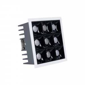 LED Deckeneinbauspot Downlight 18W - neun Spots - UGR18 - CRI90 - OSRAM LED - Weiß - neutrales und warmes Licht