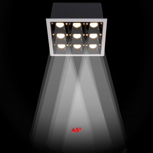 LED Deckeneinbauspot Downlight 18W - neun Spots - UGR18 - CRI90 - OSRAM LED - gebündeltes licht