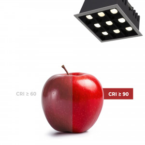 LED Deckeneinbauspot Downlight 18W - neun Spots - UGR18 - CRI90 - OSRAM LED - Weiß - Farbwiedergabe naturgetreu