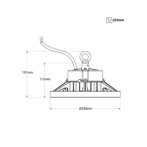 LED Hallenstrahler Industriebeleuchtung - 150lm/W - LIFUD Treiber - 5000K - IP65 - Abmessungen