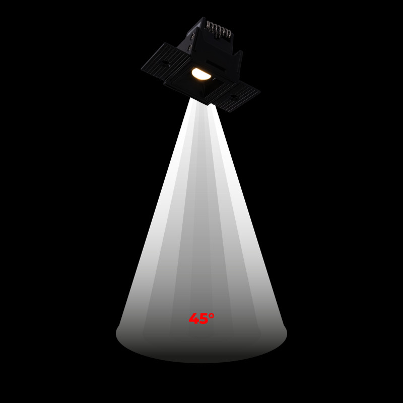 LED Einbaustrahler Gipskartonplatte 2W - UGR18 - CRI90 - Schwarz - 45° Öffnungswinkel