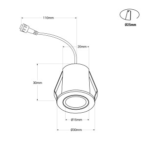 2W LED Einbaustrahler - Osram LED - UGR18 - Ø 25mm Einbau - weiß, rund - led einbaustrahler abmessungen