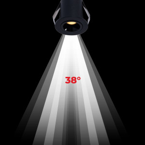 2W LED Einbaustrahler - Osram LED - UGR18 - Einbau Ø 25mm - rund, schwarz - 38° öffnungswinkel