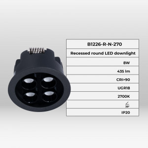 LED Einbauspot 8W, rund - Osram LED - UGR18 - Öffnung Ø 58mm - Schwarz - led einbaustrahler eigenschaften