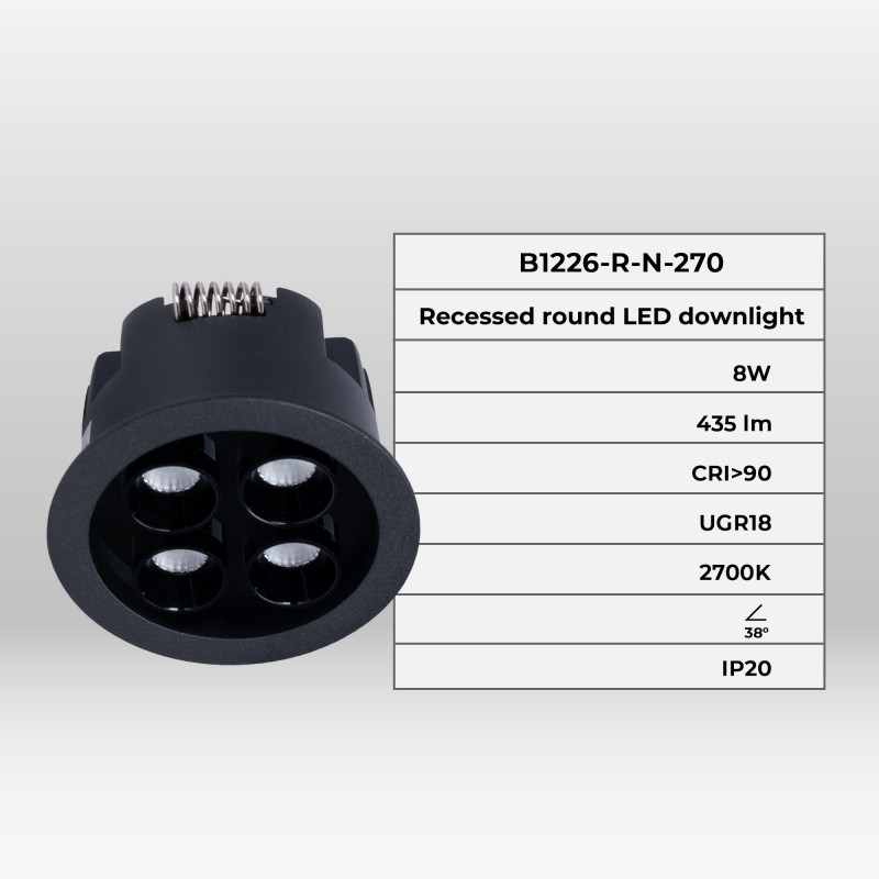 LED Einbauspot 8W, rund - Osram LED - UGR18 - Öffnung Ø 58mm - Schwarz - led einbaustrahler eigenschaften LED Einbauspot 8W, rund - Osram LED - UGR18 - Öffnung Ø 58mm - Schwarz - led einbaustrahler eigenschaften