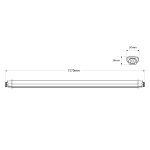 LED Feuchtraumleuchte - 150cm - 45W - 4500lm - IP65 - abmessungen, platzsparend