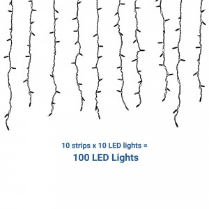 LED Vorhang 1,5m x 90cm - 100 Lichter Kaltweiß - hundert led leuchten
