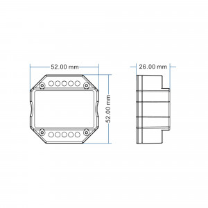 Controller Einfarbig MINI 12-48V DC, 8A 2.4G PUSH-Dim Skydance abmessungen