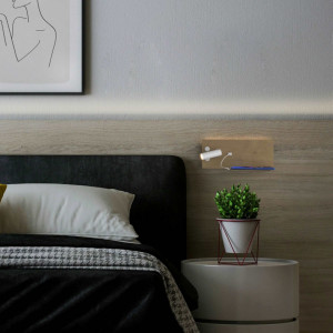 LED Wandleuchte TURIN mit USB, Doppelfunktion, Holz hotelzimmer leuchte