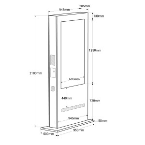 Digital Signage Outdoor Werbung Touch-Infostele 55" Android Weiß abmessungen