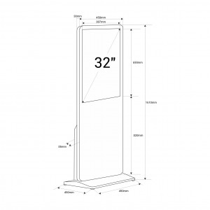 Digital Signage Werbestele 32″ Full HD LCD NonTouch Android abmessungen
