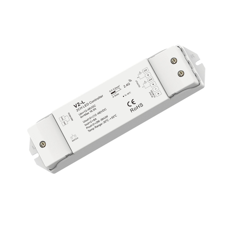 CCT Controller 12-48V DC, 16A (8A/Kanal) 2.4G PUSH-Dim Skydance led dimmer