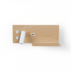 LED Wandleuchte TURIN mit USB, Doppelfunktion, Holz ablage smartphone aufladen