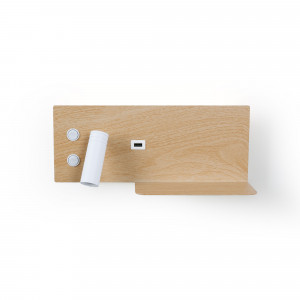 LED Wandleuchte TURIN mit USB, Doppelfunktion, Holz ablage smartphone aufladen