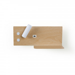 LED Wandleuchte TURIN mit USB, Doppelfunktion, Holz ablage smartphone aufladen