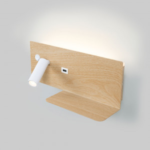 LED Wandleuchte TURIN mit USB, Doppelfunktion, Holz bettleuchte schwenkbar