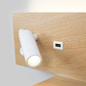 2er Pack Wandleuchte TURIN USB Ablage 3W,7W Holzoptik mit usb anschluss