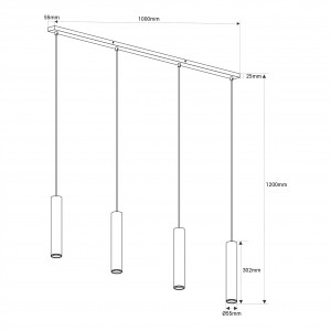 4-flammige minimalistische Pendelleuchte BILA 4, GU10 abmessungen