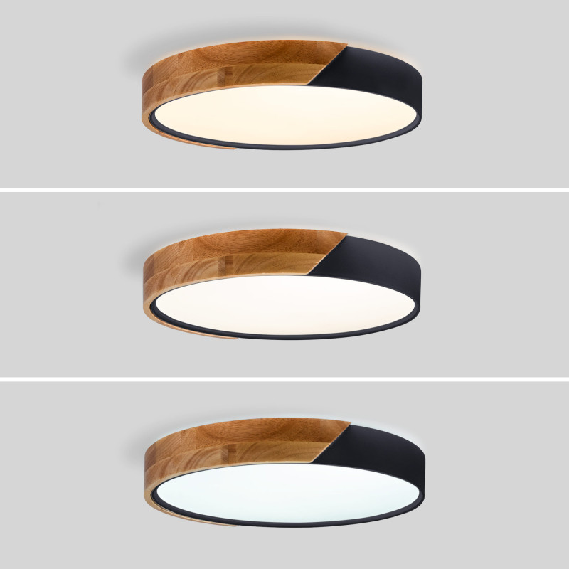 CCT LED-Deckenleuchte, Holz Polycarbonat, 24W ø40cm IP22 led deckenleuchte shoppen
