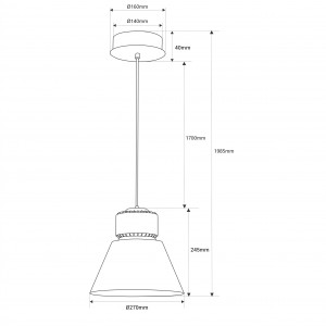 LED Pendelleuchte für Gewerbe 36W 4300K CRI95 KeGu Treiber, blau abmessungen