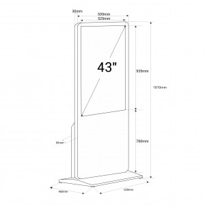 43" Full HD LCD Digital Signage Touch Display, Android abmessungen