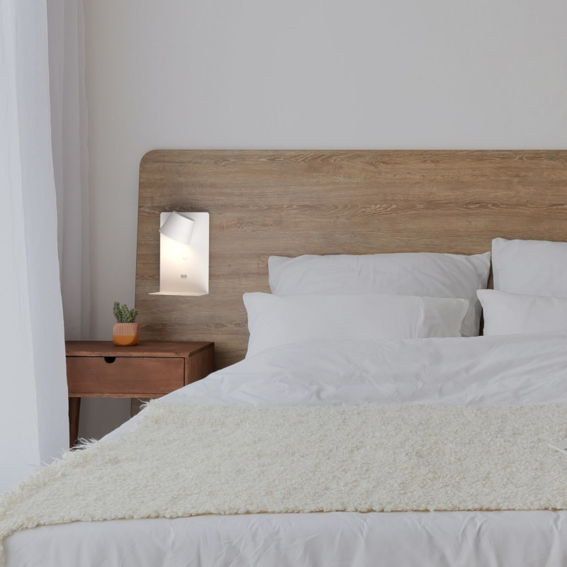 Wandleseleuchte mit USB-Anschluss "BASKOP W" - 6W - Kabellose Ladestation Wandleseleuchte mit USB-Anschluss "BASKOP W" - 6W - Kabellose Ladestation