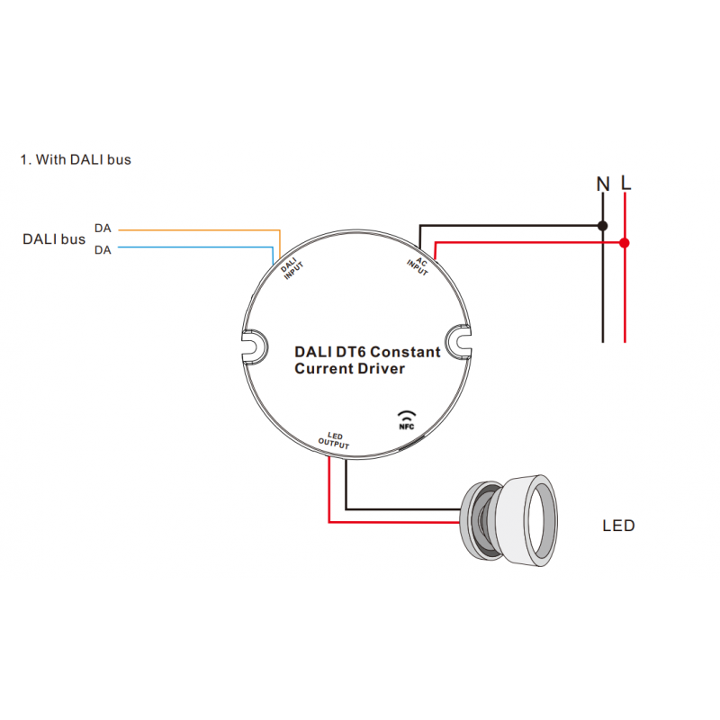 Dimmbarer DALI Treiber DT6 NFC einfarbig 220-240V - Ausgang 10-42V DC - 100-500mA - 10W Dimmbarer DALI Treiber DT6 NFC einfarbig 220-240V - Ausgang 10-42V DC - 100-500mA - 10W