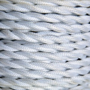 Weißes geflochtenes elektrisches Textilkabel 10mts