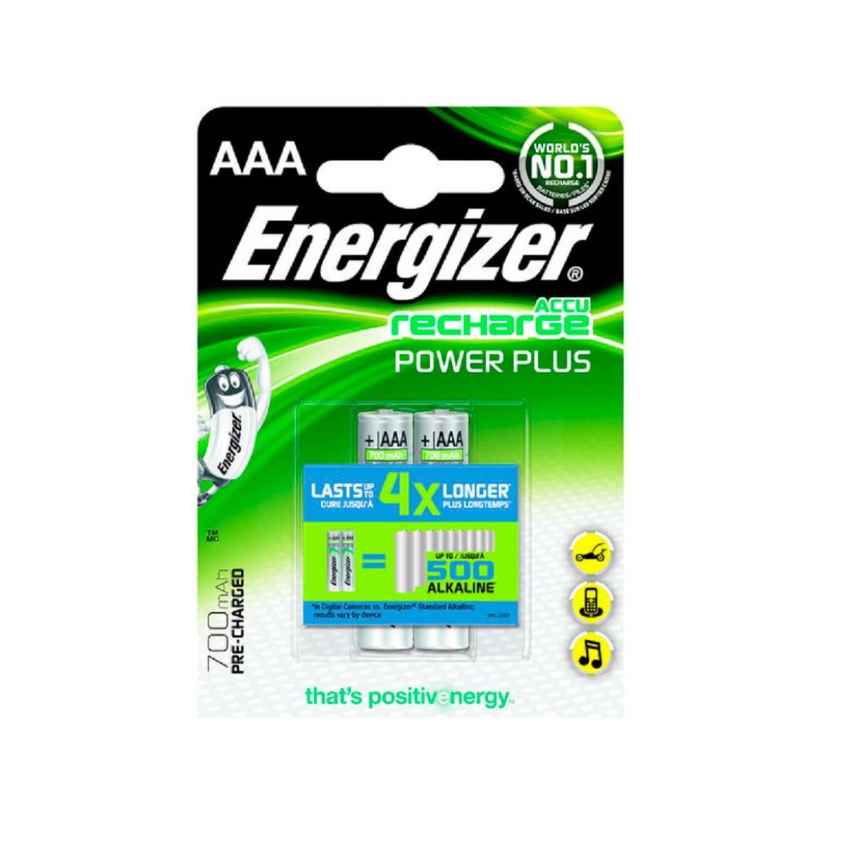 Energizer Power Plus Wiederaufladbare Batterie 700mAh HR03 (AAA) Blister mit 2 Stk.