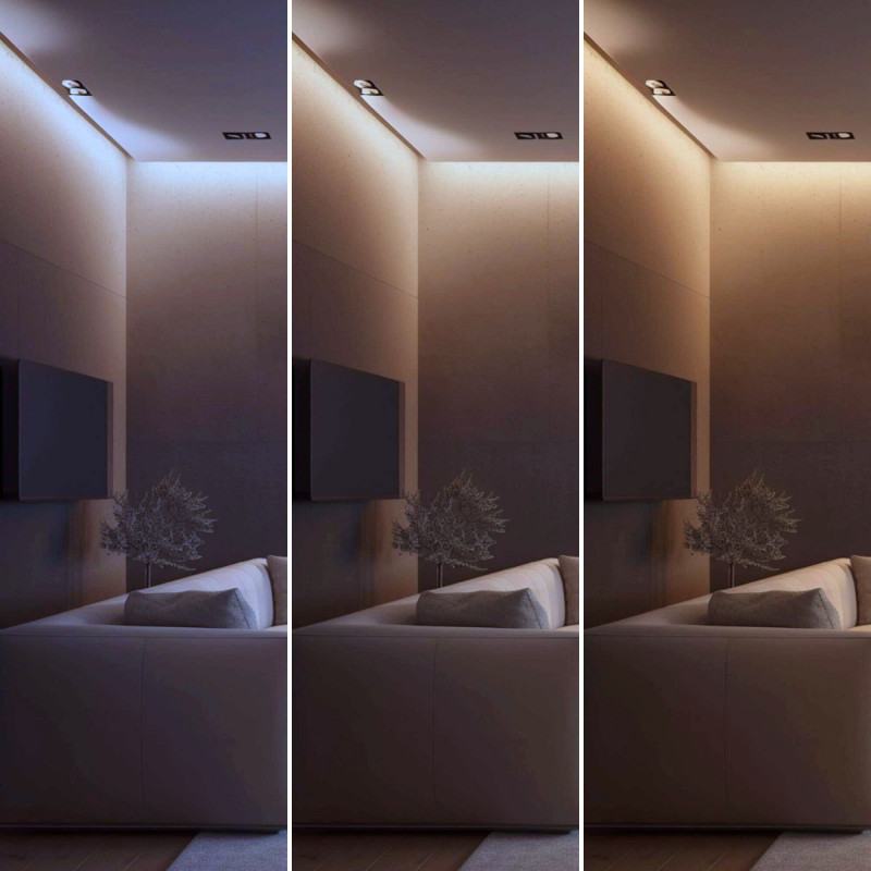 CCT COB-LED-Streifen - 24V DC - Seitlich emittierend - 12W/m - 10mm - IP20 - 5cm Schnitt - 5-Meter-Rolle CCT COB-LED-Streifen - 24V DC - Seitlich emittierend - 12W/m - 10mm - IP20 - 5cm Schnitt - 5-Meter-Rolle