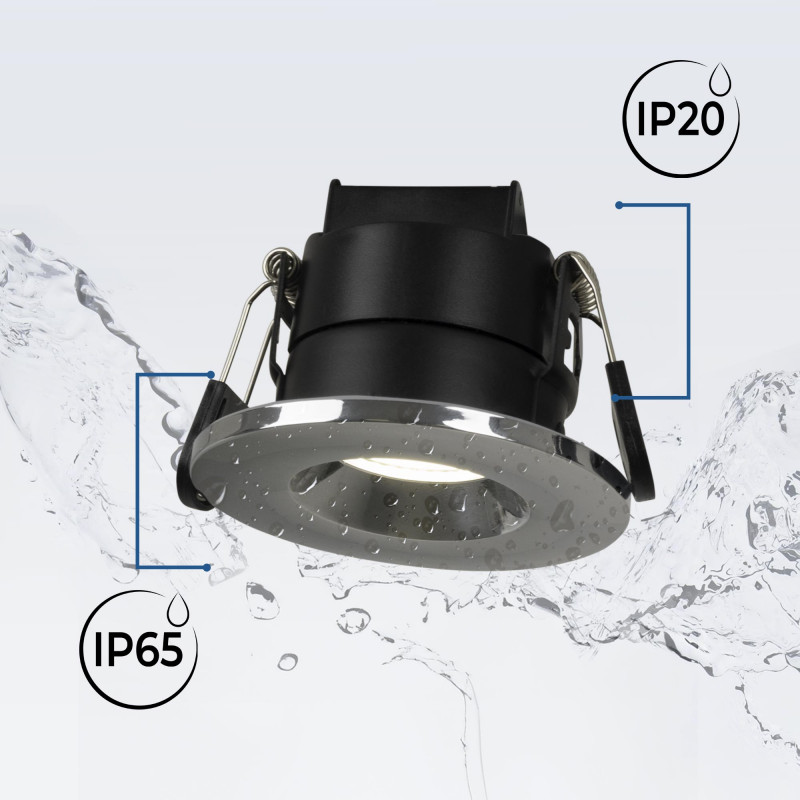 CCT LED-Einbaustrahler - 6W - TRIAC dimmbar - Ø68mm - IP65 - Chrom