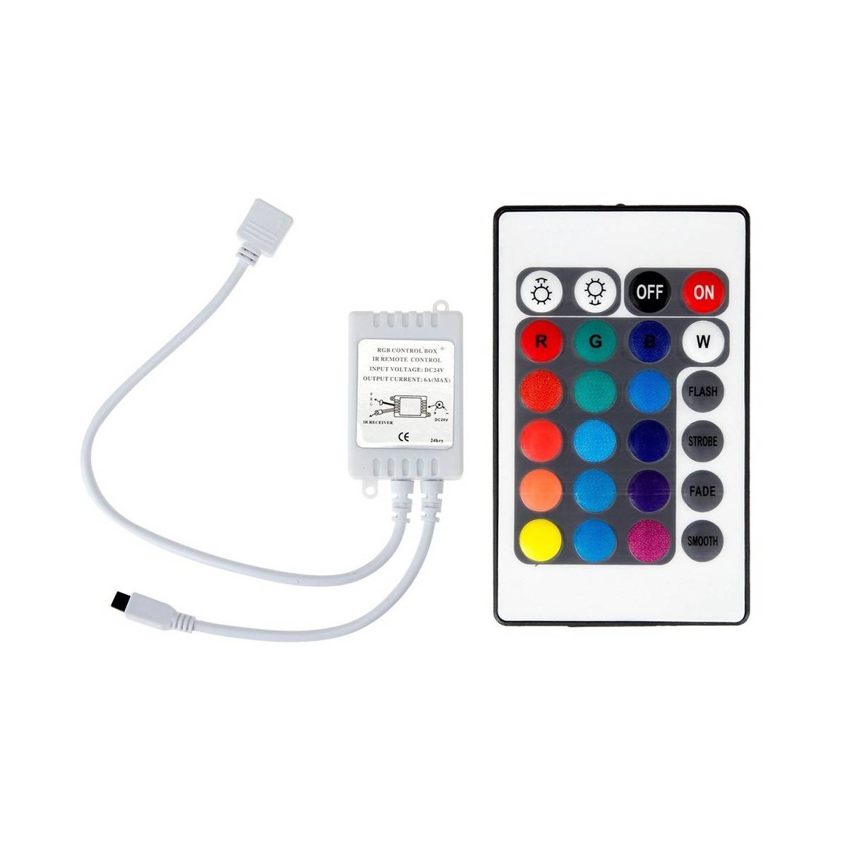 RGB-Controller 12V 6A mit IR-Fernbedienung mit 24 Tasten