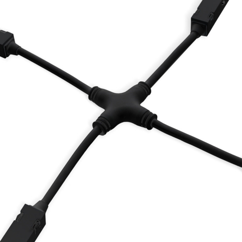 Elektrischer X-Verbinder für Magnetschienen – 20mm - Schwarz Elektrischer X-Verbinder für Magnetschienen – 20mm - Schwarz