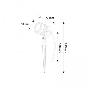 LED-Erdspießleuchte 6W 480 lm 230V IP65  Erdspießstrahler - Abmessungen