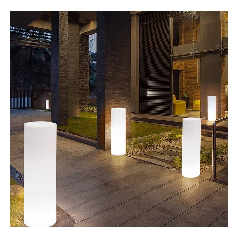 WHITE RESIN RGBW LED PLANTER, 40X115CM, 7W, IP65, WIRELESS