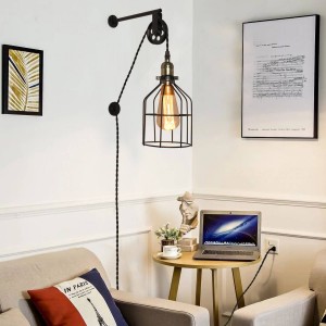 Clockwell" Industrial/Vintage Cage wall pendant lamp with socket