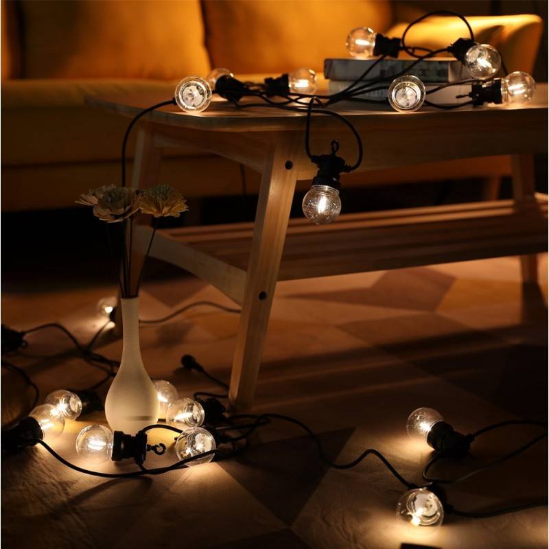 LED light garland 10 integrated bulbs - 8 meters