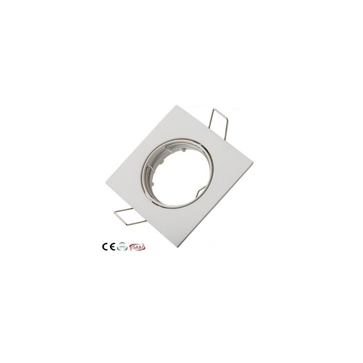 Square tilting recessed downlight ring for GU10 bulb