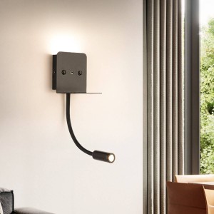 SLANGE" 3W LED wall light for reading, swiveling and USB charging base