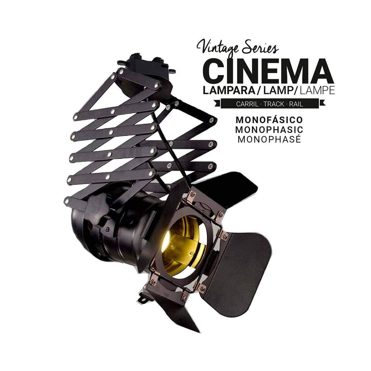 Extending and adjustable spotlight  for 1-phase track - "Cinema" - E27