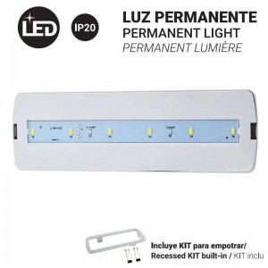 Permanent emergency light 3W - 250lm - 3h of autonomy