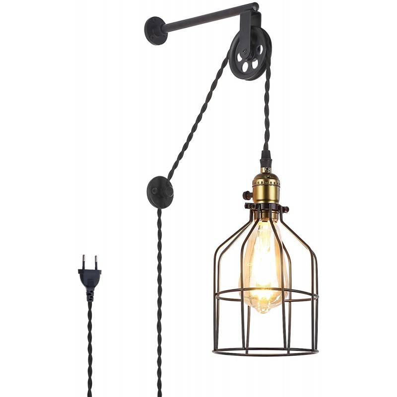 Clockwell" Industrial/Vintage Cage wall pendant lamp with socket