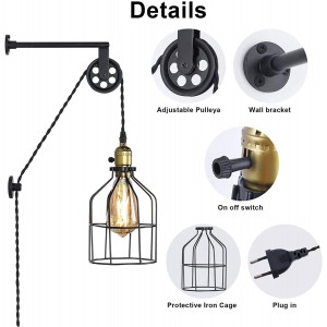 Clockwell" Industrial/Vintage Cage wall pendant lamp with socket