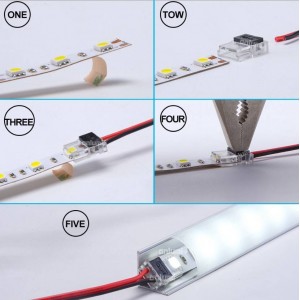 Quick connector CLIP 2 pin - Strip to PCB cable 8mm IP20 max. 24V