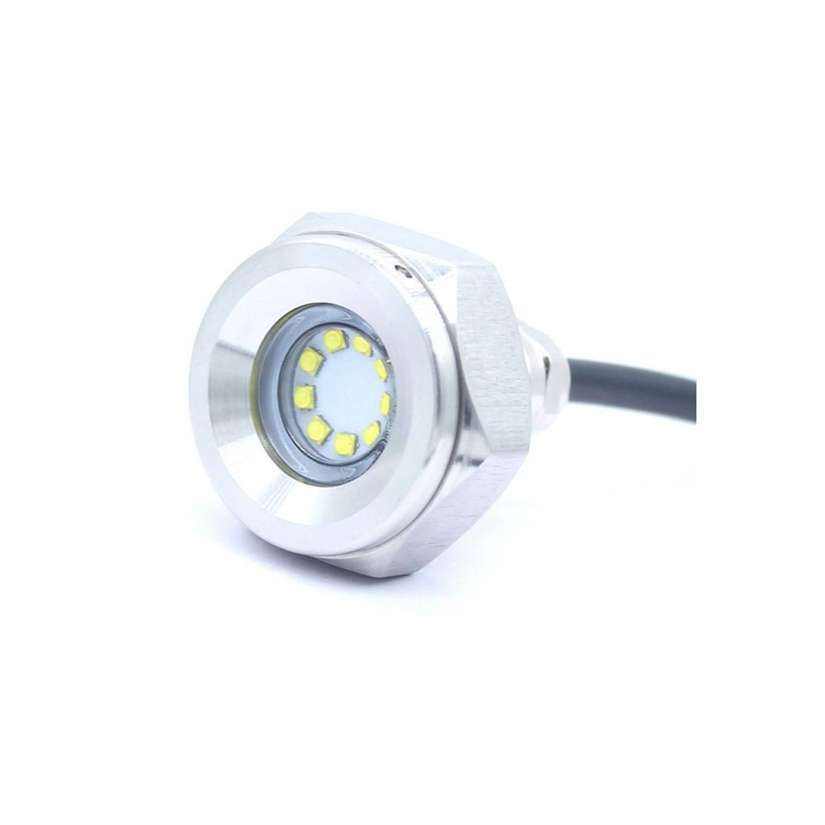 Recessed RGB LED light for drain plug in boats 27W 12V stainless steel 316L