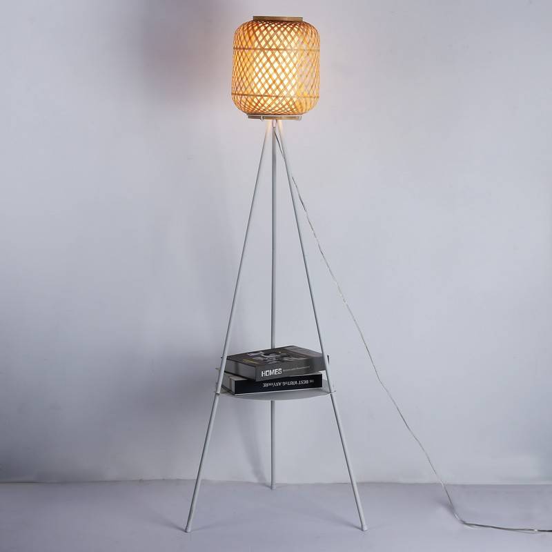 Wicker Tripod Floor Lamp with Coffee Table "ORSON". Wicker Tripod Floor Lamp with Coffee Table "ORSON".