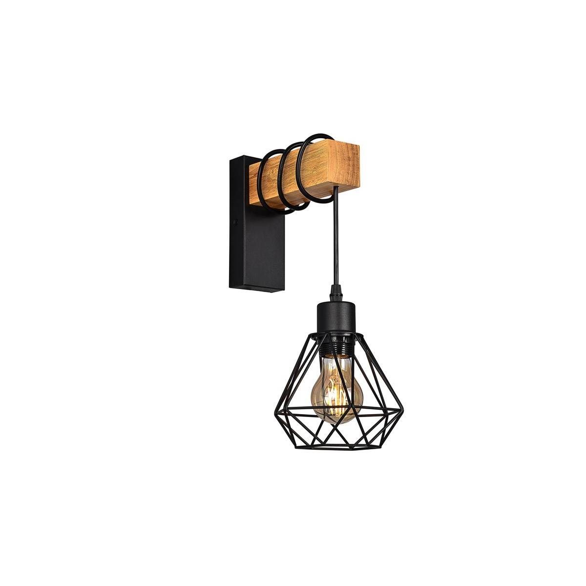 Wooden wall sconces metal cage "RODEN".