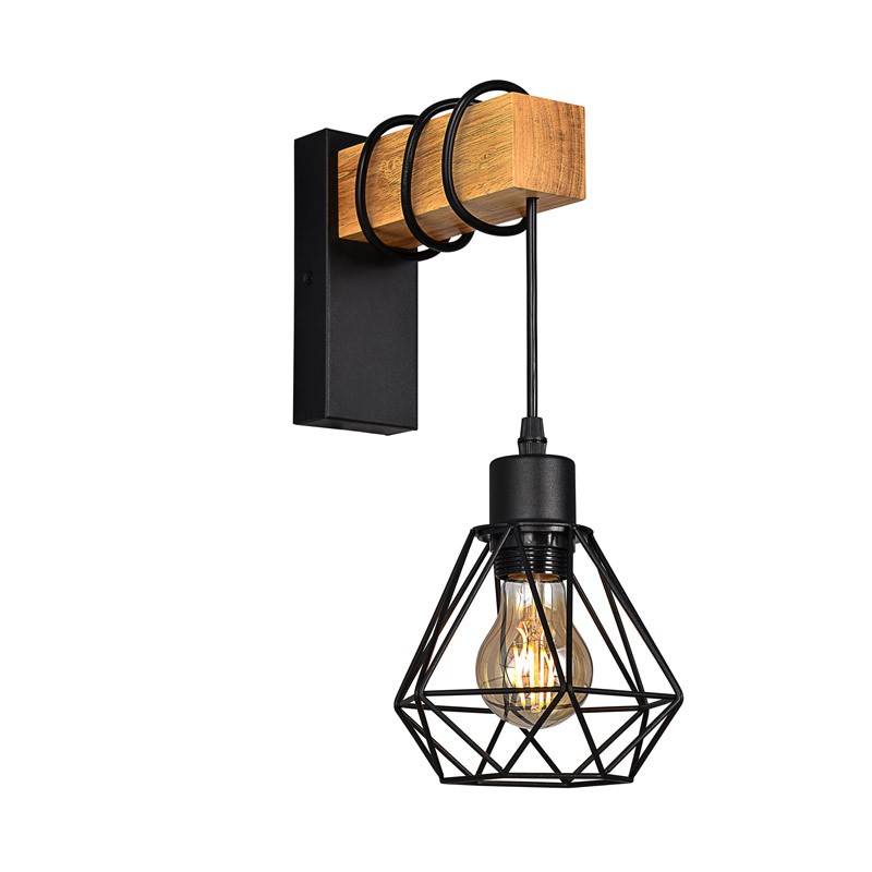 Wooden wall sconces metal cage "RODEN".