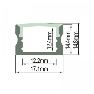 Extruded aluminum surface profile 17x15mm (Bar 2ml)